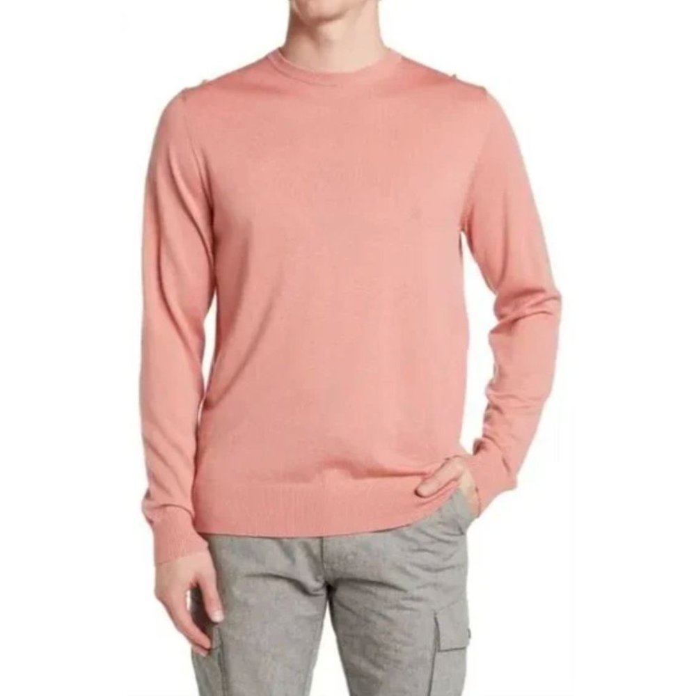NWT Rodd & Gunn Selwyn Crew Knit Washable Wool Sweater in Blush - Sz S - $198